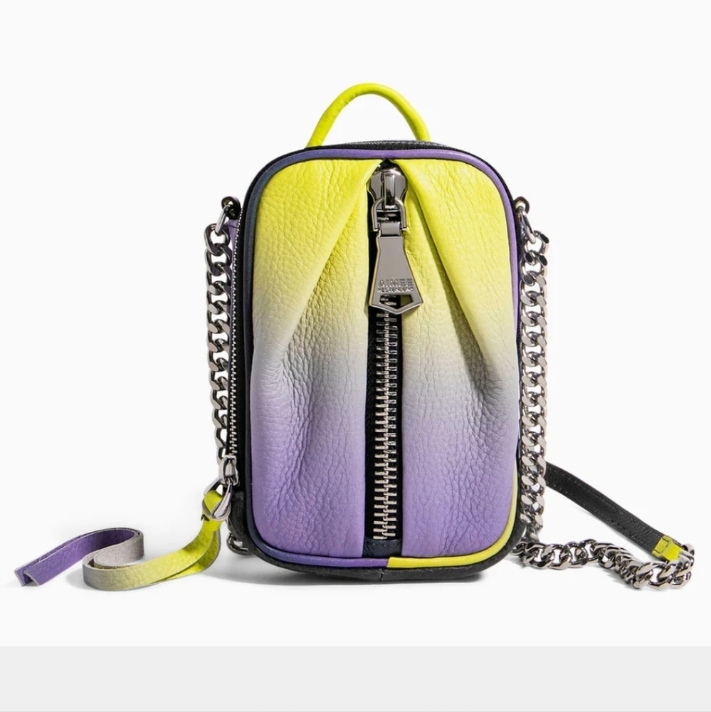 TAMITHA Phone Crossbody w/ RFID Small Leather Purse Yellow & Purple Chain Strap